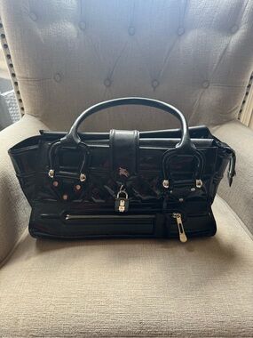 Black Patent Leather Top-Handle Women's Bag